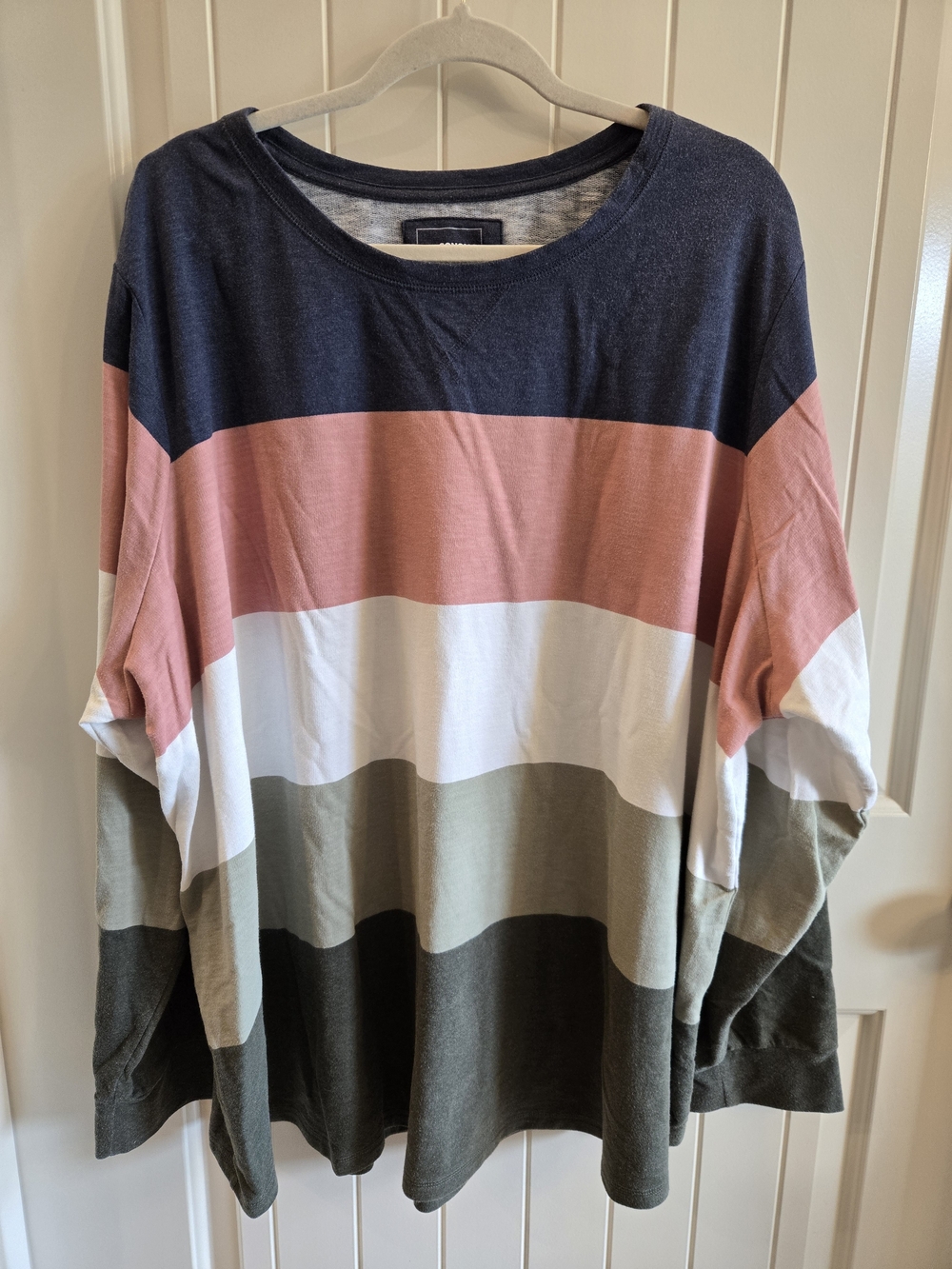 Sonoma Womens Plus Stripe Top in Navy, Pink, White & Olive Size 4x